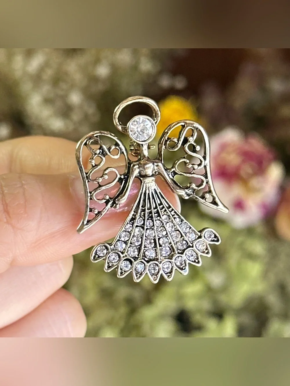 Vintage Rhinestone Angle Brooch